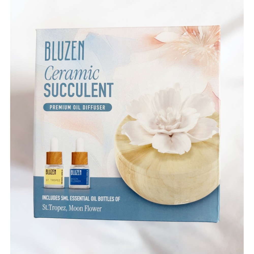 White Succulent Porcelain Passive Essential Oil Diffuser with 5ml  essential oil